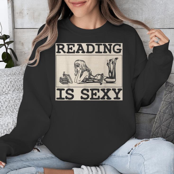 Hot Pin Up Girl Comic Book Vintage Reading Is Sexy Unisex Sweatshirt