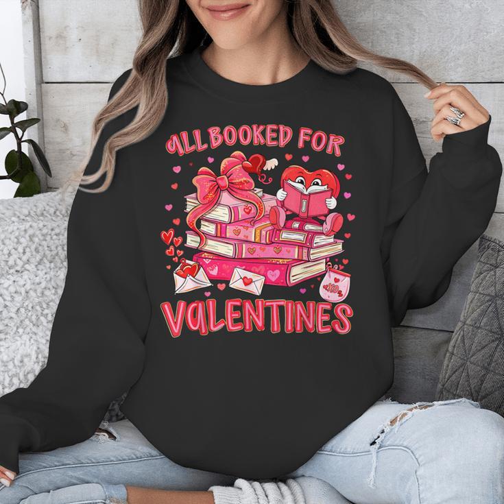 HUGvyn All Booked For Valentines Teacher Book Reading Heart Unisex Sweatshirt