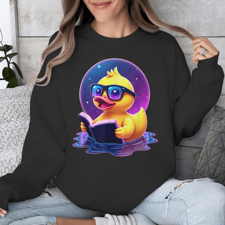 Humor Rubber Duck Reading Book Unisex Sweatshirt