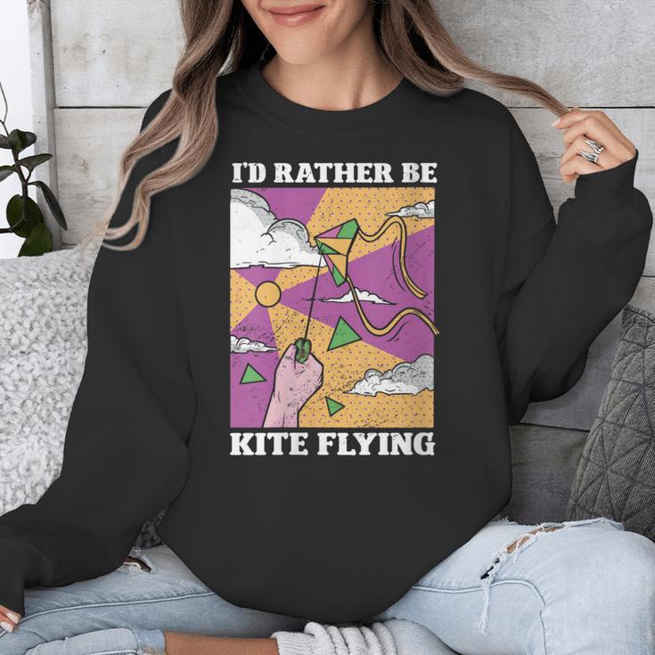I'd Rather Be Kite Flying Throwback Hobby Memory Kite Unisex Sweatshirt