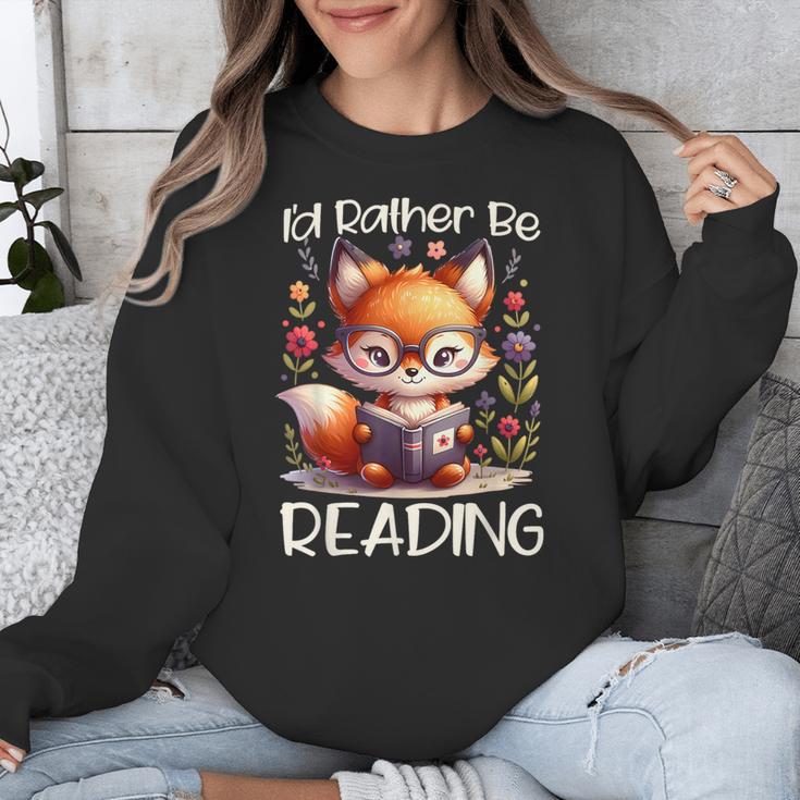 I'd Rather Be Reading Cute Fox Book Lover Reader Bookworm Unisex Sweatshirt