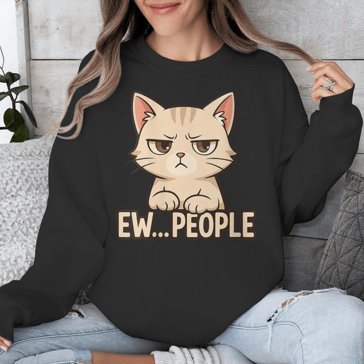 Introvert Anime Cat Ew People Unisex Sweatshirt Introvert Anime Cat Ew People Unisex Sweatshirt