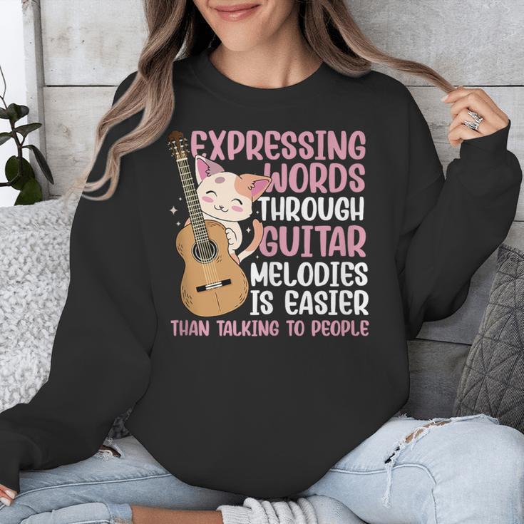 Introvert Guitarist Expressing Words Through Guitar Melody Unisex Sweatshirt