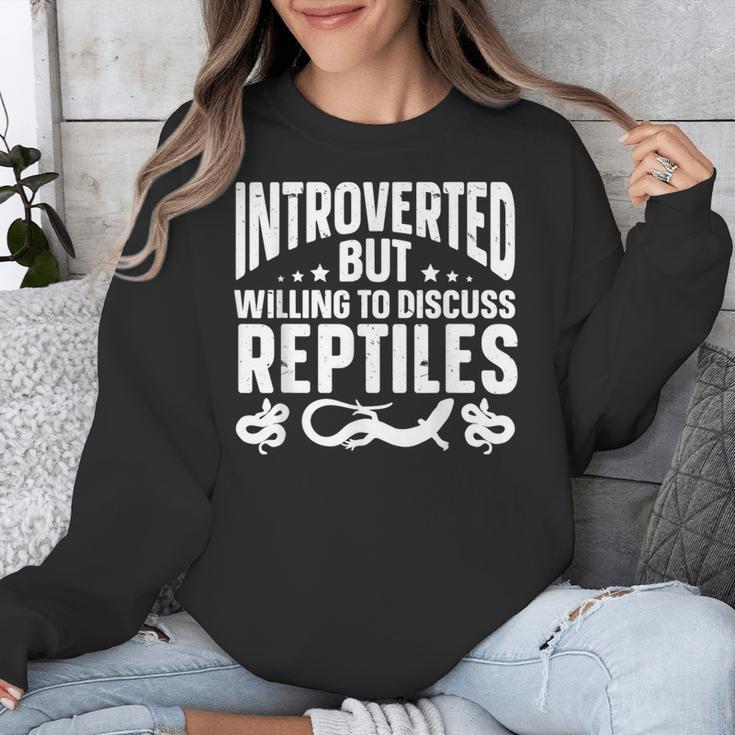 Introvert Quotes Introverted But Willing To Discuss Reptiles Unisex Sweatshirt