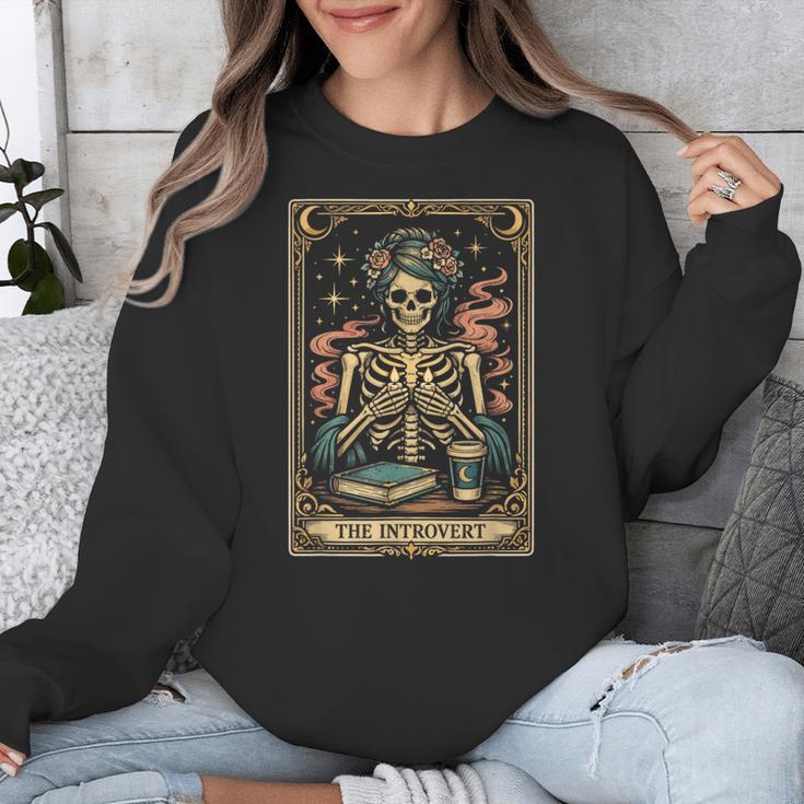 The Introvert Skeleton Tarot Card Coffee Book Lover Unisex Sweatshirt