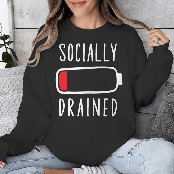 Introvert Socially Drained Battery Unisex Sweatshirt Introvert Socially Drained Battery Unisex Sweatshirt