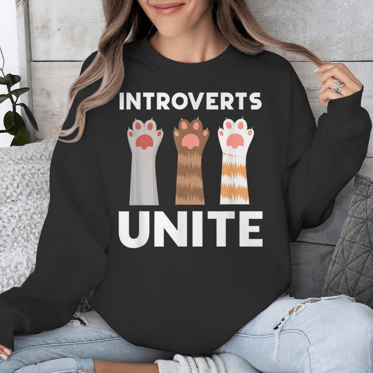 Introvert Unite Kitty Paws Raise Introverted Gathering Unisex Sweatshirt Introvert Unite Kitty Paws Raise Introverted Gathering Unisex Sweatshirt