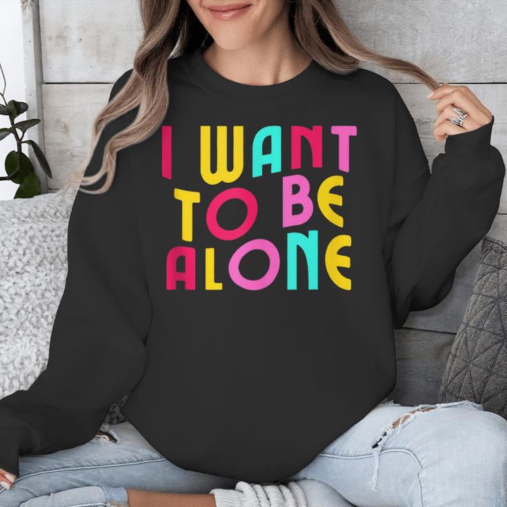 Introvert I Want To Be Alone Retro Wavy Unisex Sweatshirt