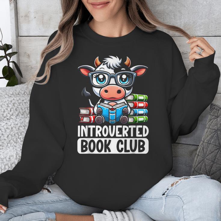 Introverted Book Club Reading Lover Cow Unisex Sweatshirt Introverted Book Club Reading Lover Cow Unisex Sweatshirt