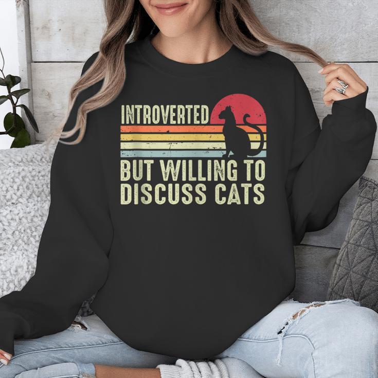 Introverted But Willing To Discuss Cats Kitten Pet Lover Unisex Sweatshirt