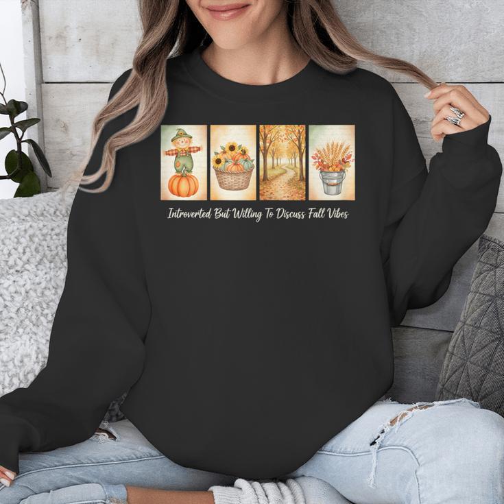 Introverted But Willing To Discuss Fall Vibes Autumn Pumpkin Unisex Sweatshirt