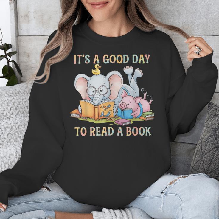 Its A Good Day To Read A Book Cute Pig & Elephant Adventure Unisex Sweatshirt Its A Good Day To Read A Book Cute Pig & Elephant Adventure Unisex Sweatshirt