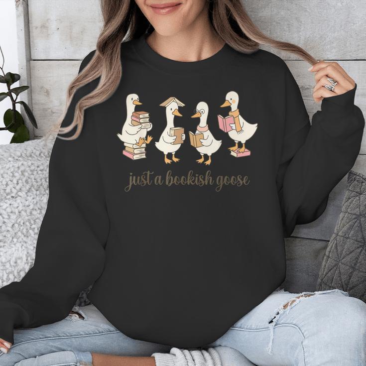 Just A Bookish Goose Goose Book LoverSilly Goose Book Club Unisex Sweatshirt
