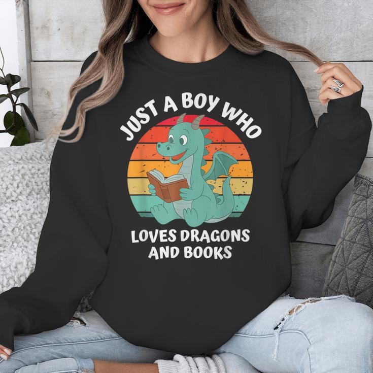Just A Boy Who Loves Dragons And Books Kids Toddler Baby 5T Unisex Sweatshirt
