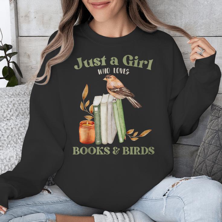 Just a Girl Who Loves Books And Birds Book Reading Bird Love Unisex Sweatshirt