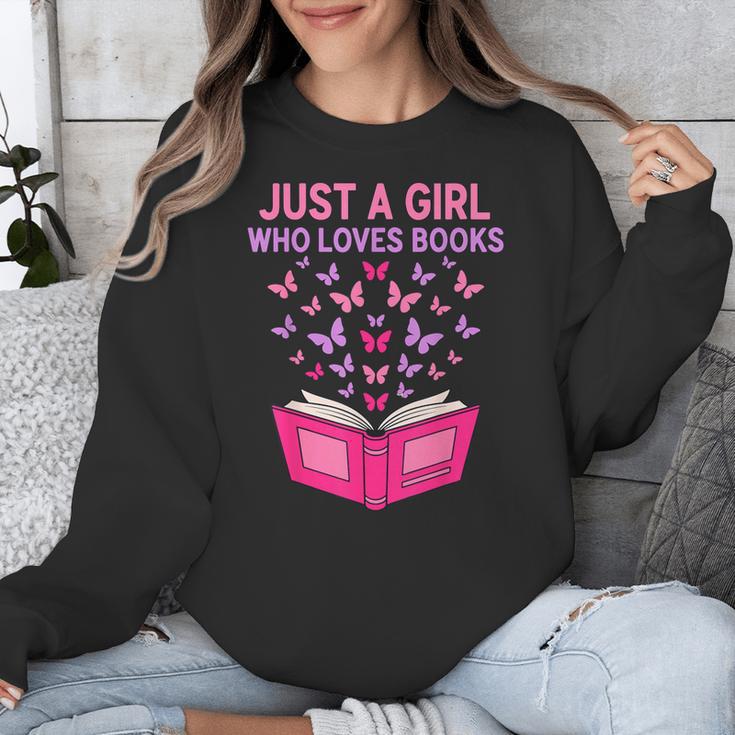 Just A Girl Who Loves Books Butterflies Reading Unisex Sweatshirt