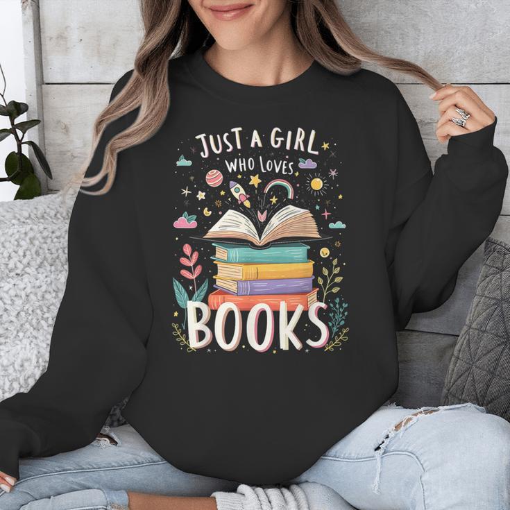Just a Girl Who Loves Books Cute Book Lover Bookworm Unisex Sweatshirt