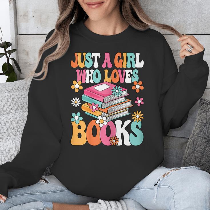 Just A Girl Who Loves Books Reading Cute Bookworm Girls Kids Unisex Sweatshirt