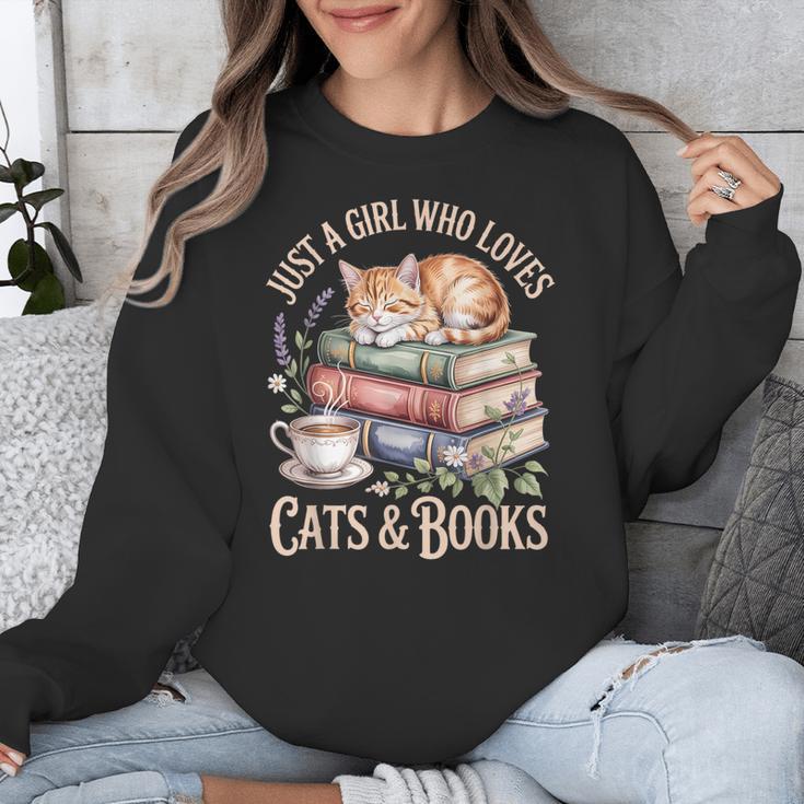 Just A Girl Who Loves Cats And Books Reading Librarian Unisex Sweatshirt Just A Girl Who Loves Cats And Books Reading Librarian Unisex Sweatshirt