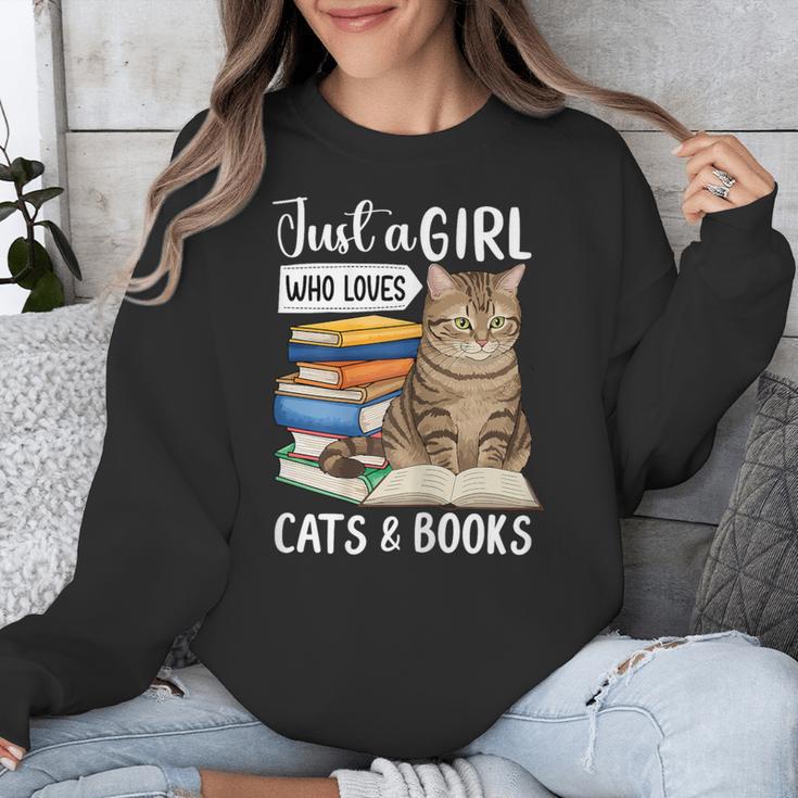 Just a Girl Who Loves Cats And Books Unisex Sweatshirt