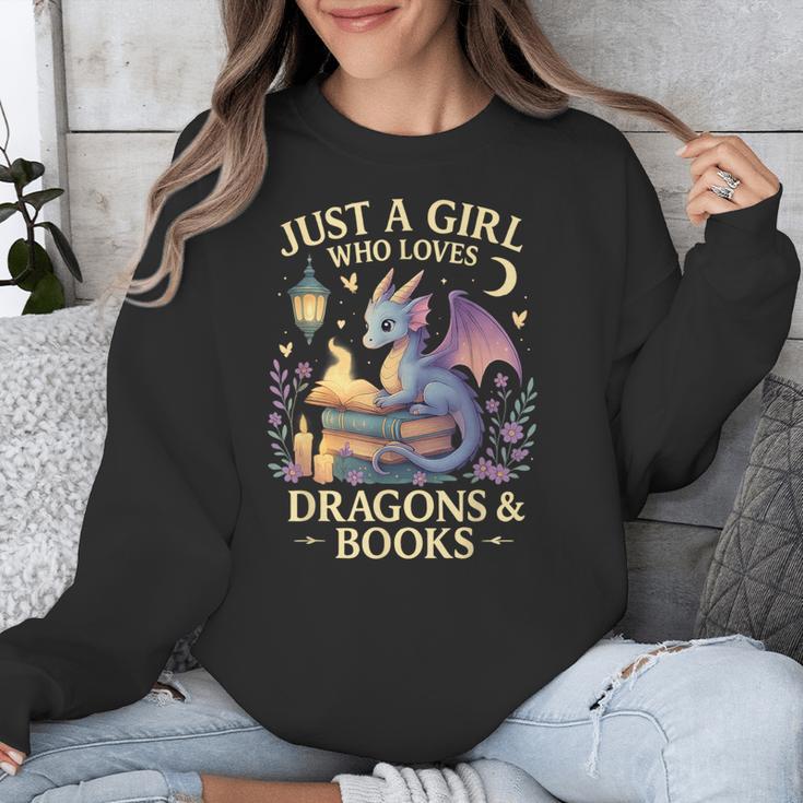 Just a Girl Who Loves Cute Dragons And Books Unisex Sweatshirt Just a Girl Who Loves Cute Dragons And Books Unisex Sweatshirt