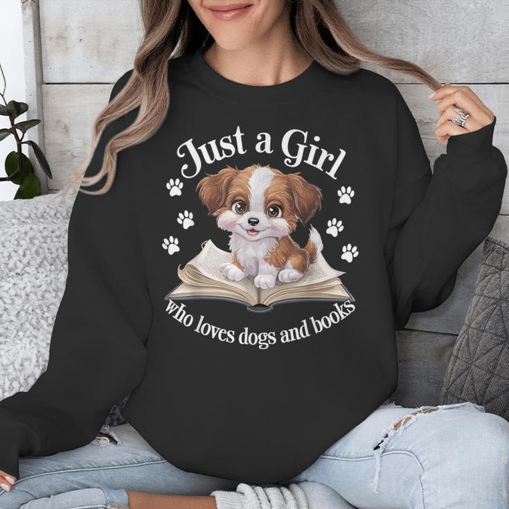 Just a Girl Who Loves Dogs And Books Cute Dog Unisex Sweatshirt