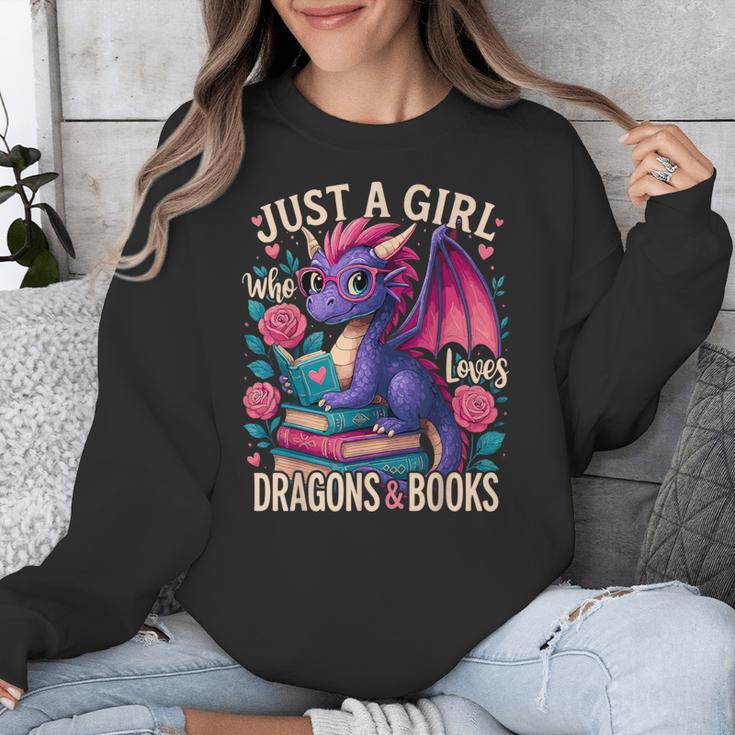 Just a Girl Who Loves Dragons And Books Dragon Unisex Sweatshirt Just a Girl Who Loves Dragons And Books Dragon Unisex Sweatshirt
