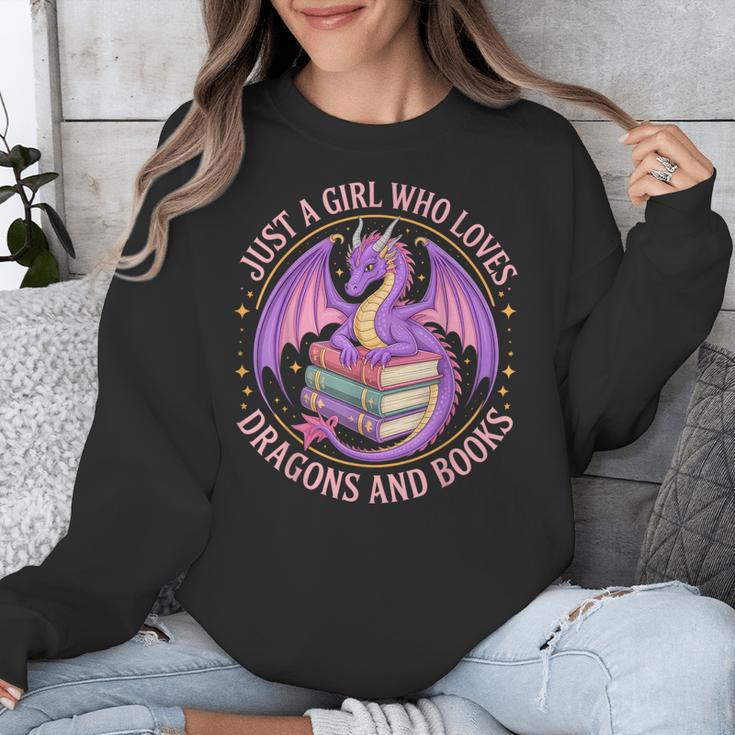 Just A Girl Who Loves Dragons And Books Fantasy Dragon Unisex Sweatshirt
