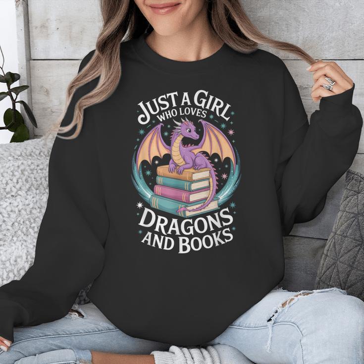 Just A Girl Who Loves Dragons And Books Fantasy Reader Unisex Sweatshirt