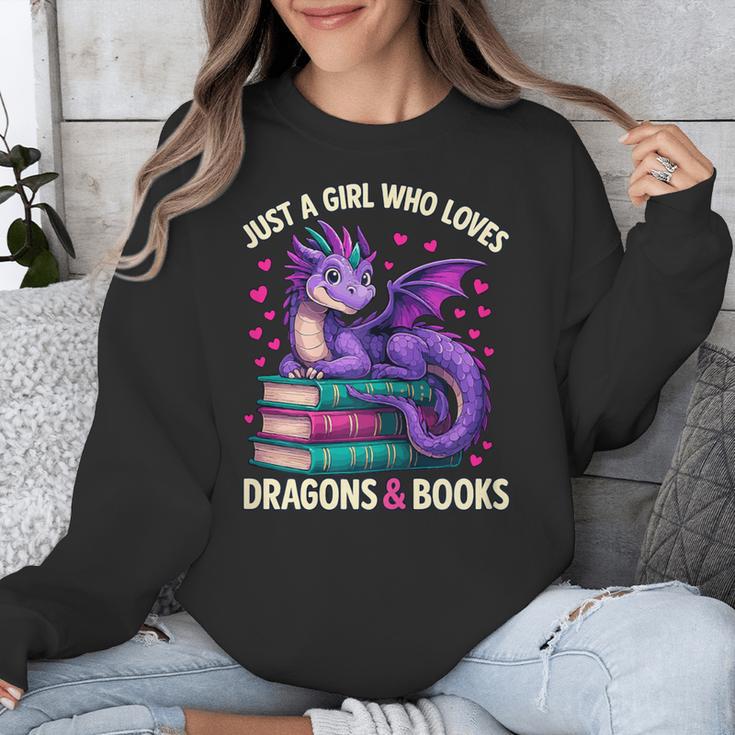 Just a Girl Who Loves Dragons And Books Reading Unisex Sweatshirt