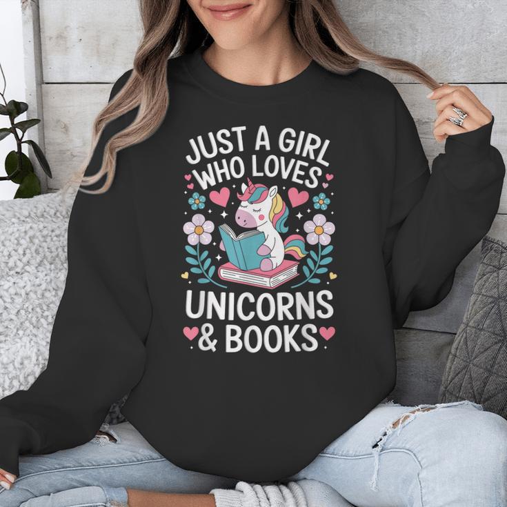 Just a Girl Who Loves Unicorns And Books Unisex Sweatshirt