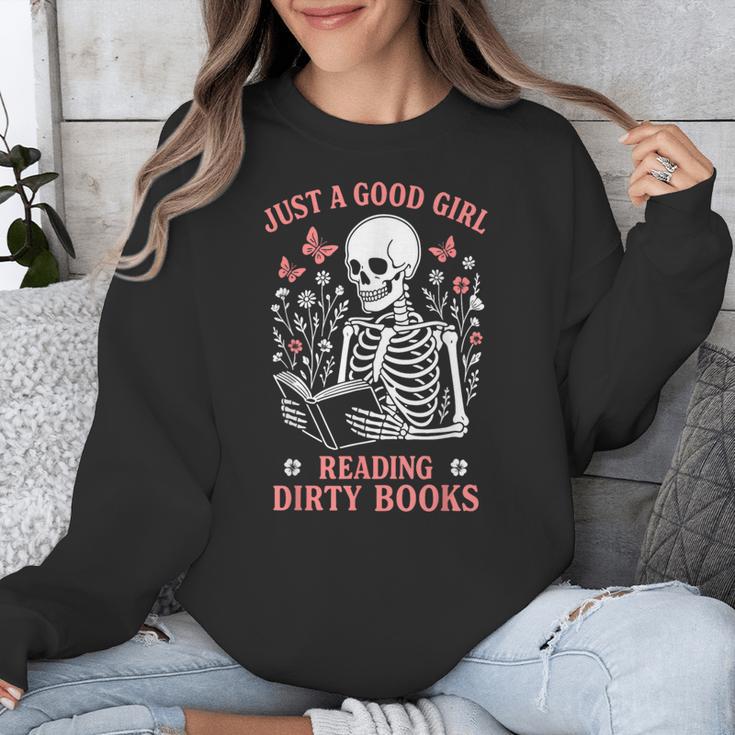 Just A Good Girl Reading Dirty Books Dark Romance Unisex Sweatshirt