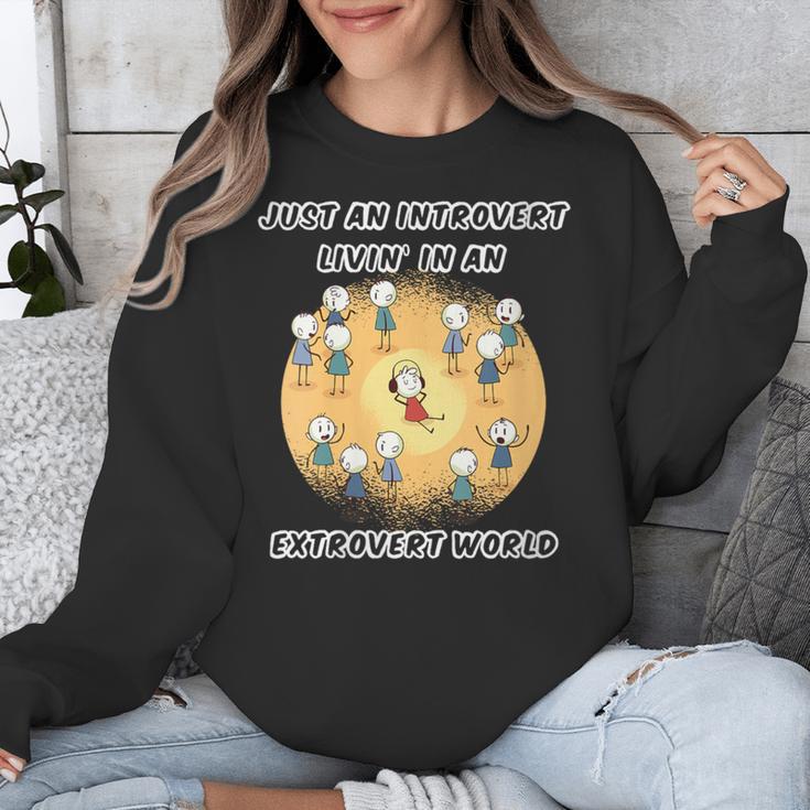 Just An Introvert Living In An Extrovert World Stickmen Unisex Sweatshirt