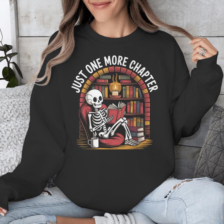 Just One More Chapter Skeleton Reading Cozy Books Unisex Sweatshirt