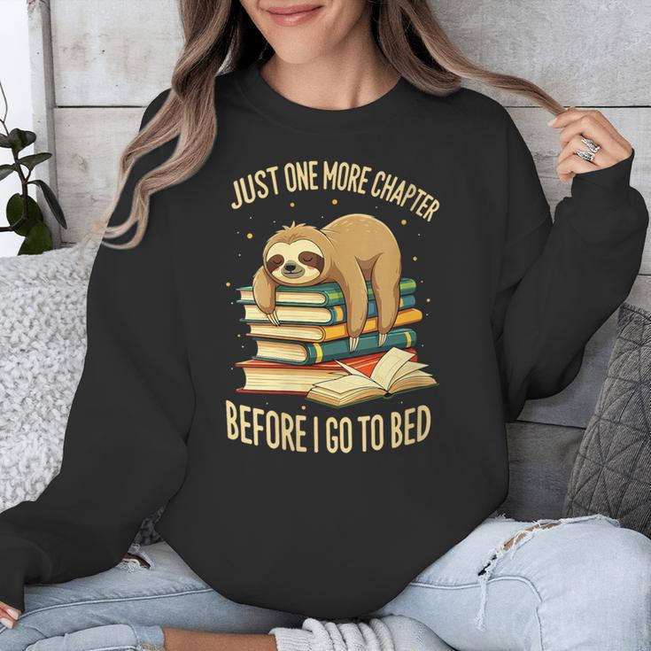 Just One More Chapter Sloth Sleeping On Books Reading Unisex Sweatshirt