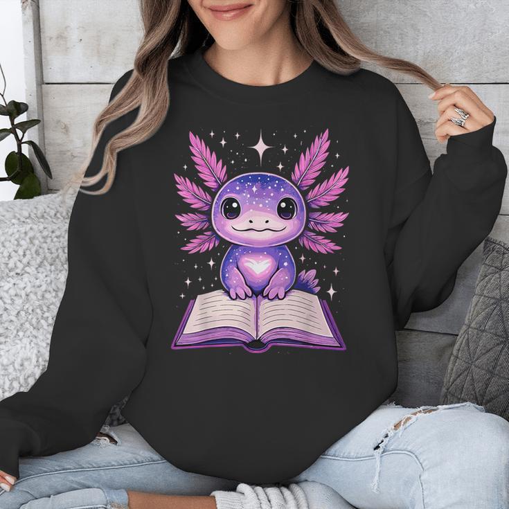 Kawaii Axolotl Cute Axolotls Reading Book Unisex Sweatshirt