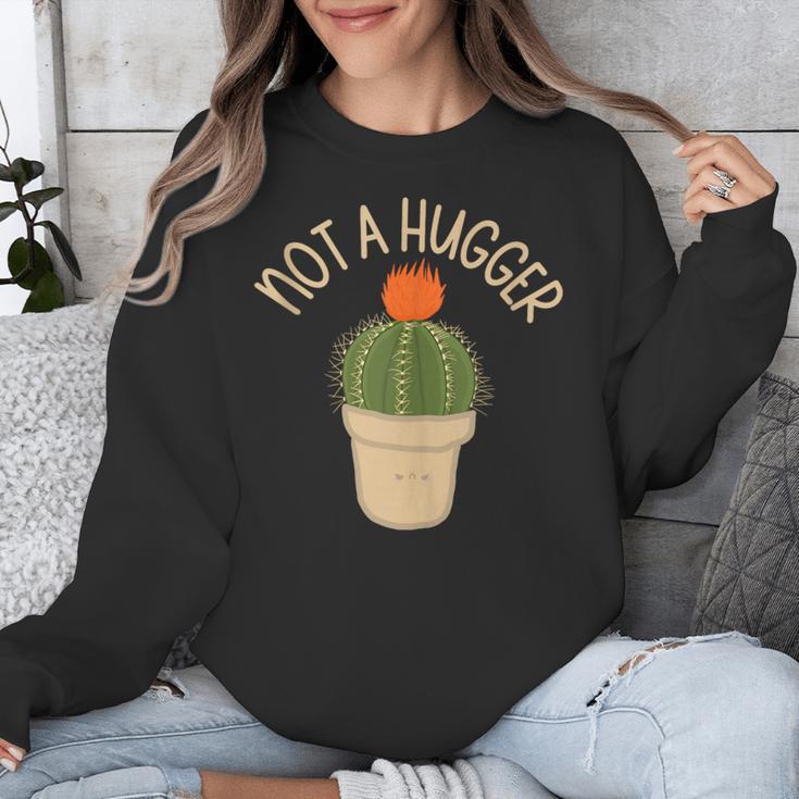 Kawaii Grumpy Cactus Not a Hugger Plant Introvert Unisex Sweatshirt