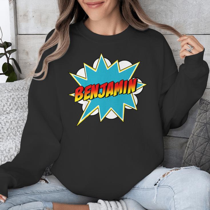 Kids Boys Benjamin Name Personalized Superhero Comic Book Unisex Sweatshirt Kids Boys Benjamin Name Personalized Superhero Comic Book Unisex Sweatshirt