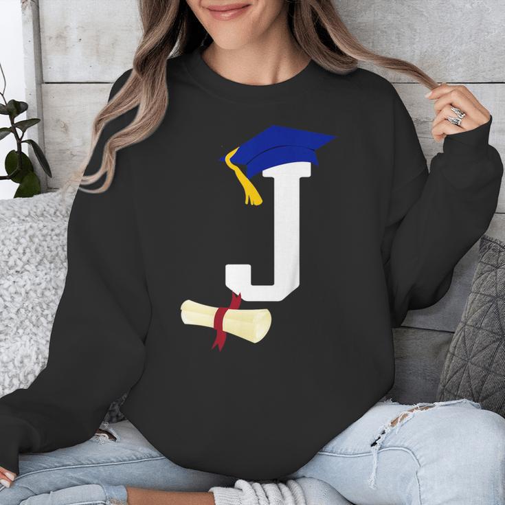 Kids Initial J Letter For Boys Preschool Graduation Kindergarten Unisex Sweatshirt
