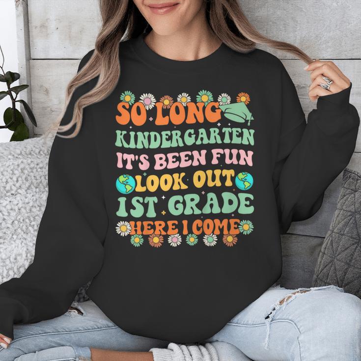 Kids So Long Kindergarten 1st Grade Here I Come Graduation Groovy Unisex Sweatshirt