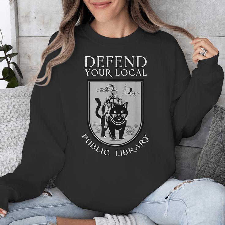 Knight Cat Defend Your Public Library Book Lover Unisex Sweatshirt