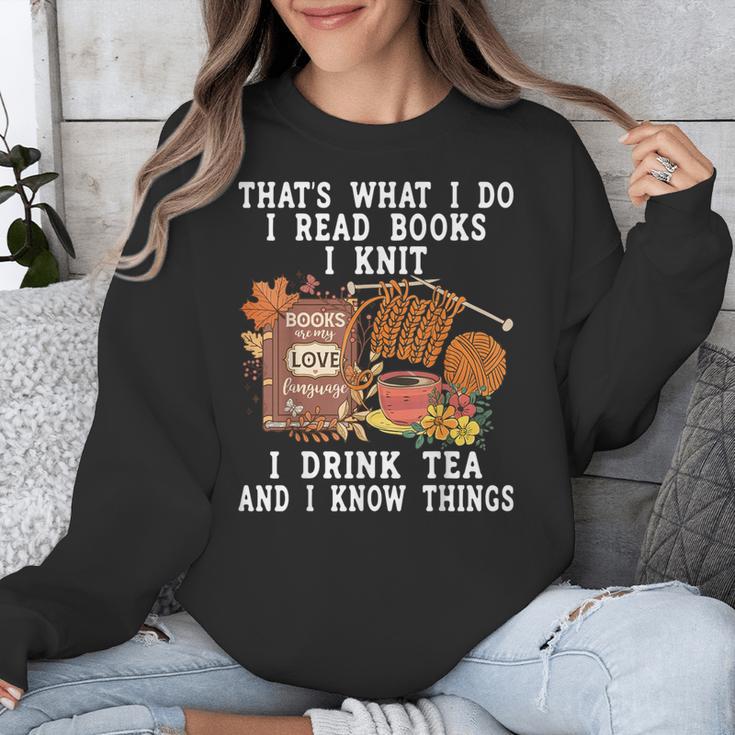 Knitting Reading Books Drinking Tea Knitter Knit Unisex Sweatshirt Knitting Reading Books Drinking Tea Knitter Knit Unisex Sweatshirt