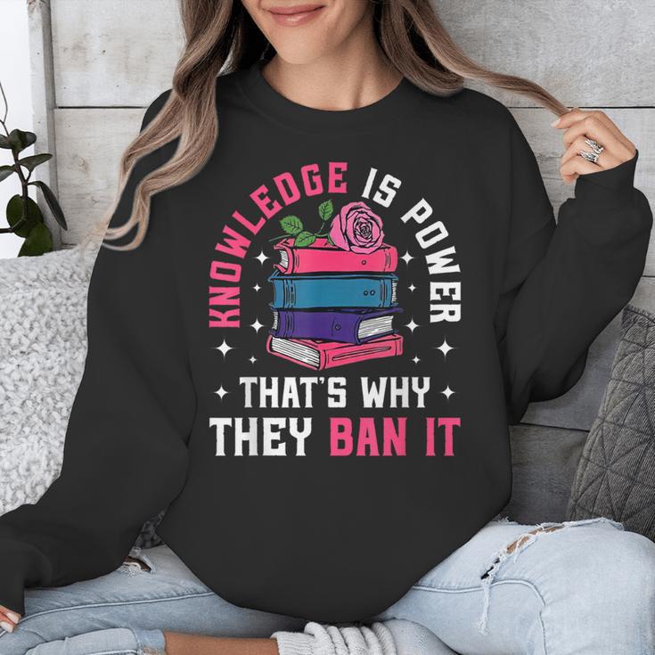 Knowledge Is Power Book Club Librarian Read Banned Books Unisex Sweatshirt