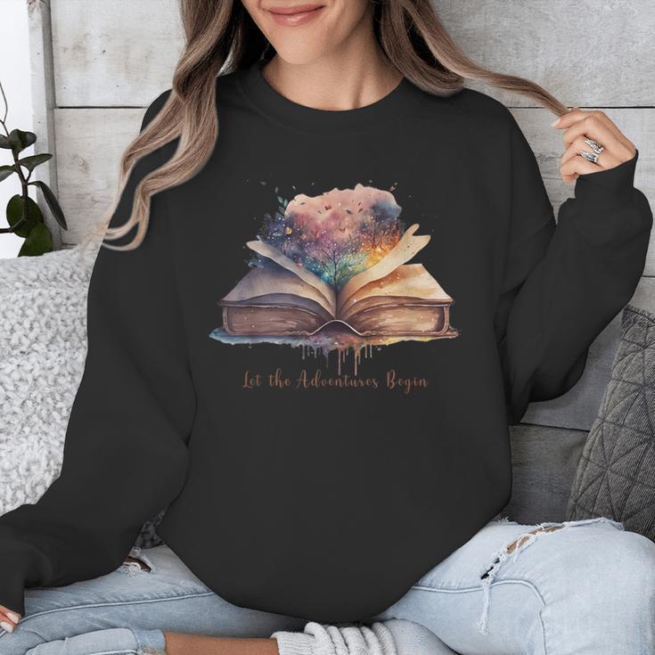 Let The Adventures Begin Book Lovers Magical Whimsical Art Unisex Sweatshirt
