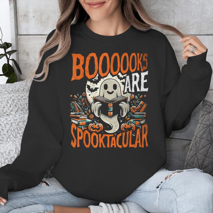 Library Halloween Book Lover Ghost With Books Unisex Sweatshirt