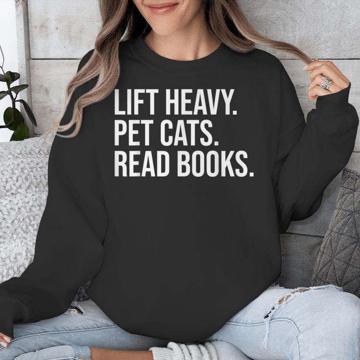 Lift Heavy Pet Cats Read Books Gym Workout Weight Lifter Unisex Sweatshirt