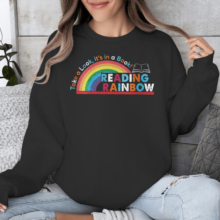 Take A Look A Book Vintage Reading Librarian Rainbow Unisex Sweatshirt