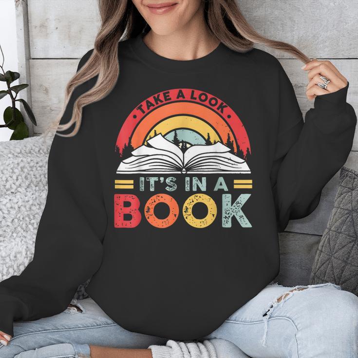 Take A Look It's In A Book Reading Book Vintage Rainbow Unisex Sweatshirt