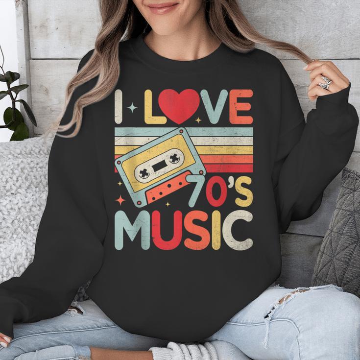 I Love 70's Music Retro Style Nostalgia Cassette 1970s Party Unisex Sweatshirt