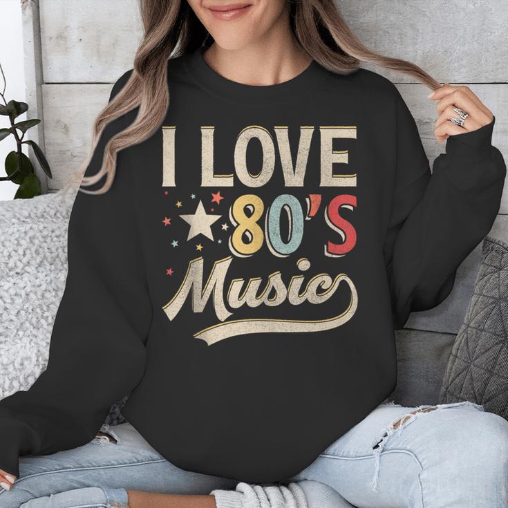 I Love 80's Music Retro Style Nostalgia Cassette 1980s Party Unisex Sweatshirt